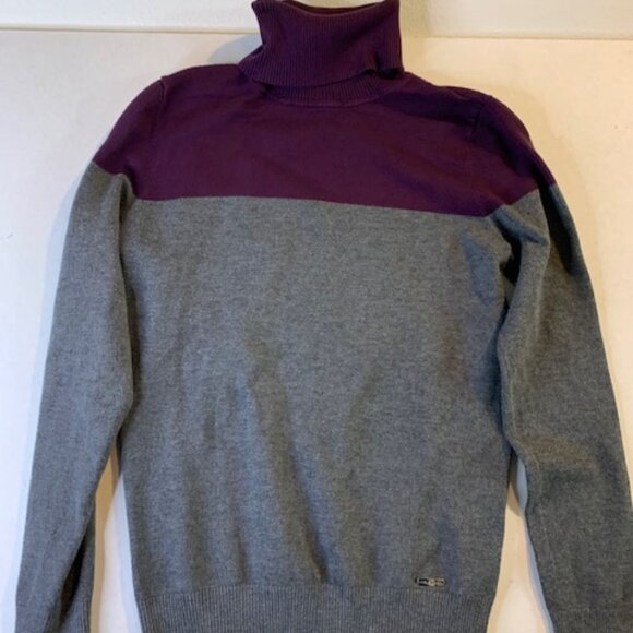 Calvin Klein Women's Size S Turtle Neck Long Sleeve Color Block Knit Sweater - Picture 3 of 8